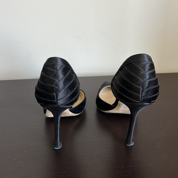 JIMMY CHOO London Black Silk Satin Peau De Soie Pumps Designer size 37 US 7 - Picture 6 of 11